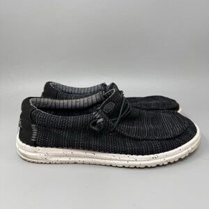 Hey Dude Wally Sox Men's Size 9 Black & White Ultralight Style Slip-On Shoes